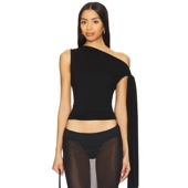 superdown REVOLVE小众新款 不规则露肩背心上衣黑色美式 性感上装