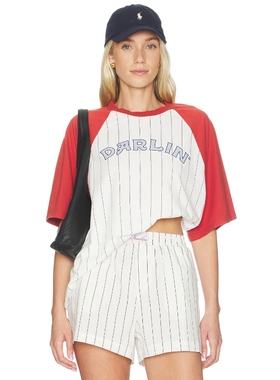 Darlin OLD SKOOL RAGLAN T恤 白色 y2k辣妹风REVOLVE小众新款