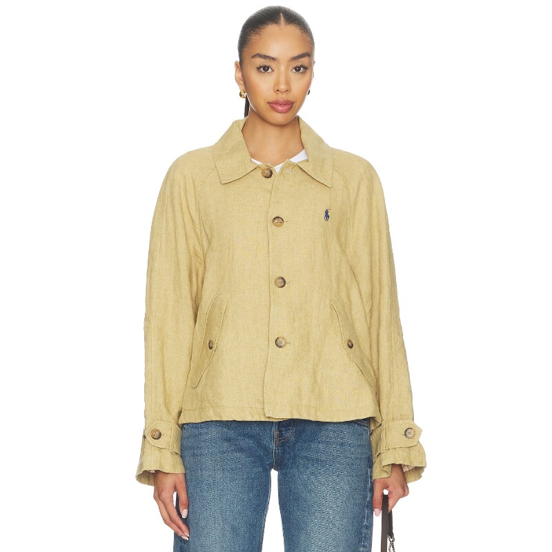 Polo Ralph Lauren秋冬新品卡其色夹克翻领纽扣通勤风REVOLVE