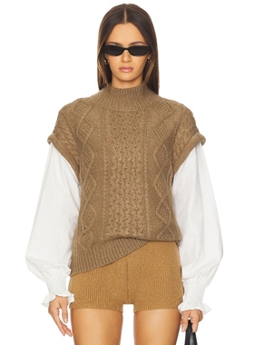 ASTR the Label 高领毛衣棕色复古绞花针织羊毛衫REVOLVE小众新款