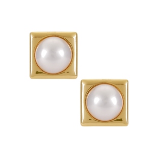 final SQUARE Ettika 象牙白REVOLVE小众新款 PEARL 铆钉耳饰