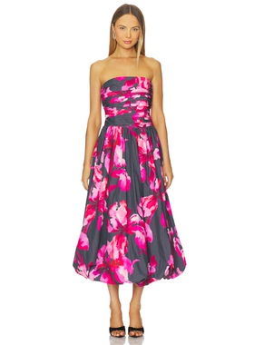 [春季新品]AMUR Helena Bubble Midi Dress 黑色REVOLVE小众