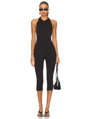 [冬季新品]AFRM 连体裤黑色美式挂脖露背性感七分裤REVOLVE小众