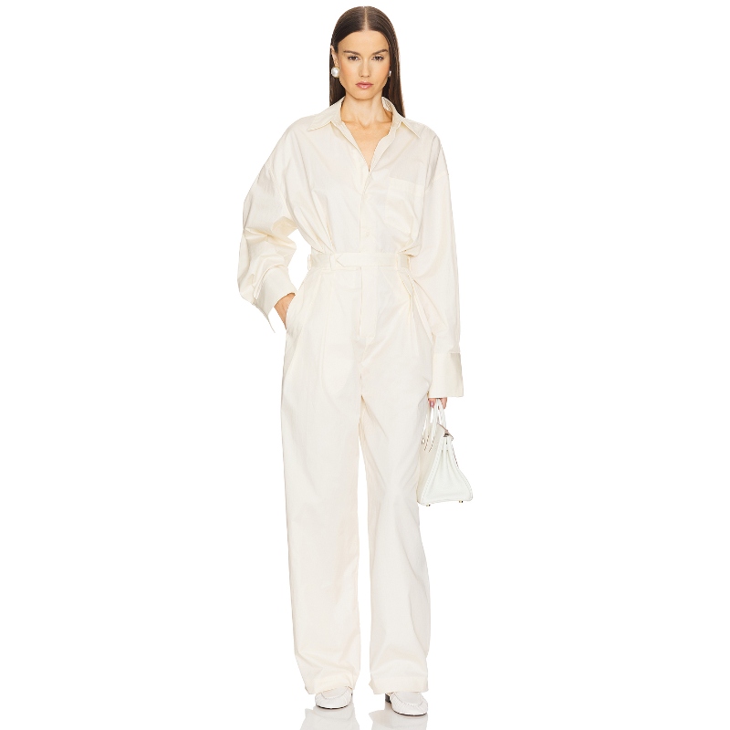 Helsa连体裤奶油冰淇淋色老钱风松弛感穿搭REVOLVE新款直筒连身裤