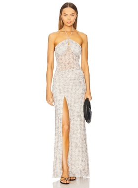 AFRM BRITTA 性感挂脖露背连衣裙薄纱长裙REVOLVE