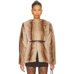 CITY 人造皮草外套 棕色 Line 休闲风REVOLVE小众新款 Dot 美式