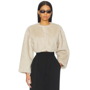 FUR FAUX 夹克 奶油色 休闲风REVOLVE小众新 LAMARQUE 美式 ROWDIE