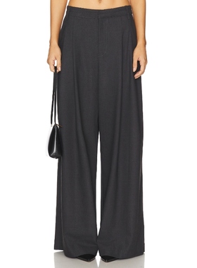 Enza Costa Easy Pleated Wide Leg Trouser 深灰色REVOLVE小众新