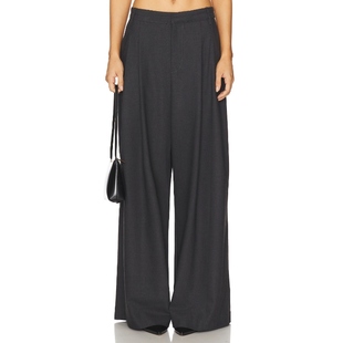 Enza Costa Easy Pleated Wide Leg Trouser 深灰色REVOLVE小众新