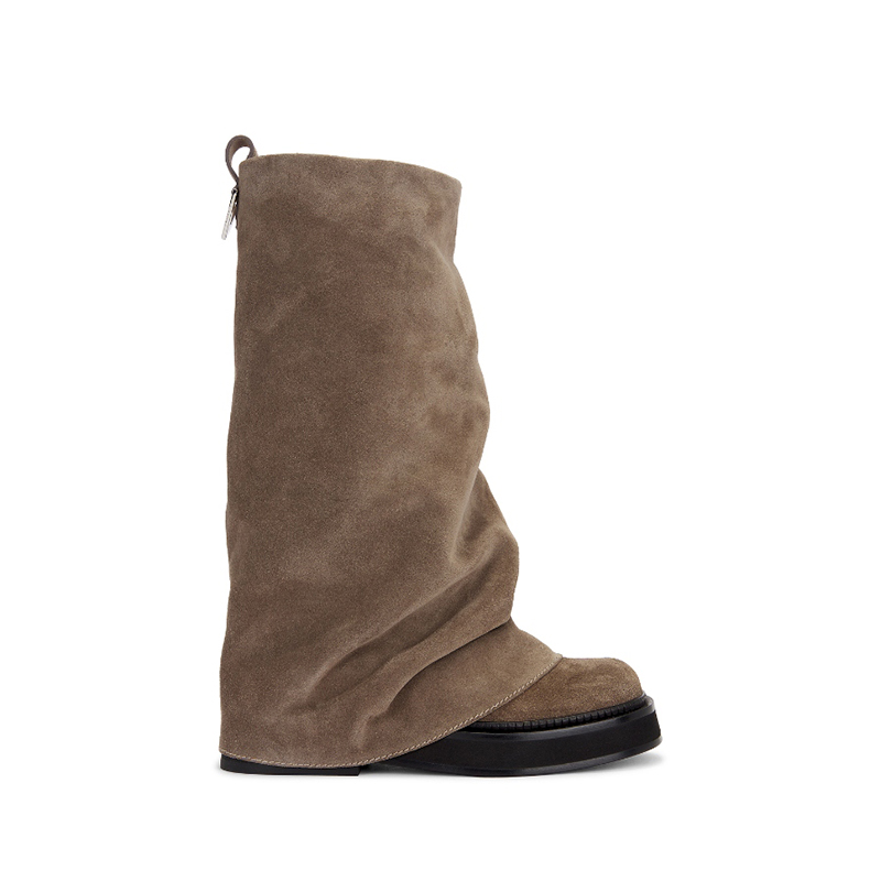 THE ATTICO ROBIN 靴子灰褐色前卫设计感堆堆靴REVOLVE新款女款