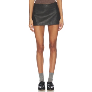 Mimchik MULHOLLAND LEATHER MINI 半身裙 黑色REVOLVE小众新款