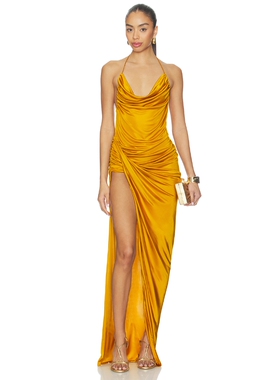 Atlein 垂褶中长连衣裙 revolve小众新款