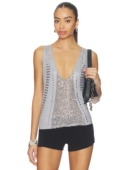 revolve小众新款 Jaded 金属银色 SEQUIN 背心 London STUDDED