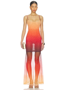 Leslie Amon SUNSET 裙子 revolve小众新款 Orange,Red