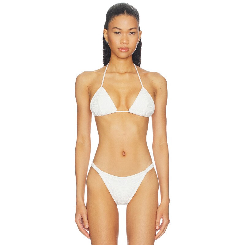 Frankies Bikinis度假白色挂脖三角杯比基尼内衣海边度假REVOLVE