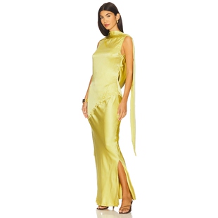 NINA LABEL SILK 裙子 YLLW 绿色REVOLVE小众新款 THE
