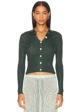 [冬季新品]Calle Del Mar 针织开衫 深绿色辣妹风短款上衣REVOLVE