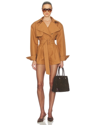 Helsa 连体裤风衣款26SS春夏新品焦糖色 REVOLVE