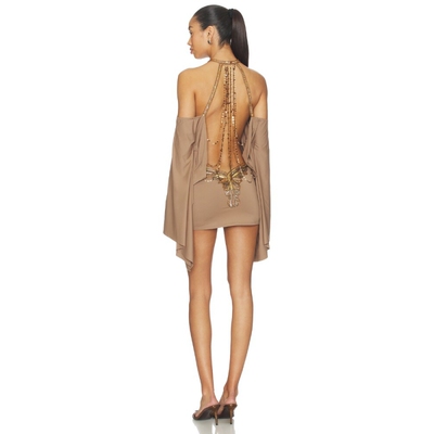 Jaded London BACKLESS EMBELLISHED MINI 裙子 revolve小众新款