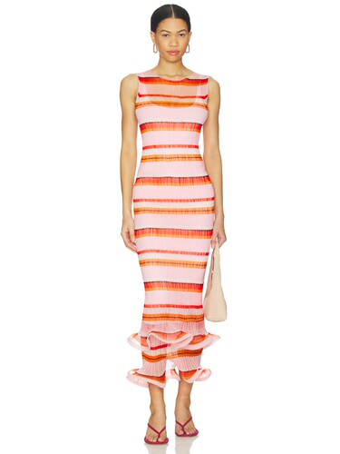 SIMKHAI Daniella Plisse Midi Dress revolve小众新款