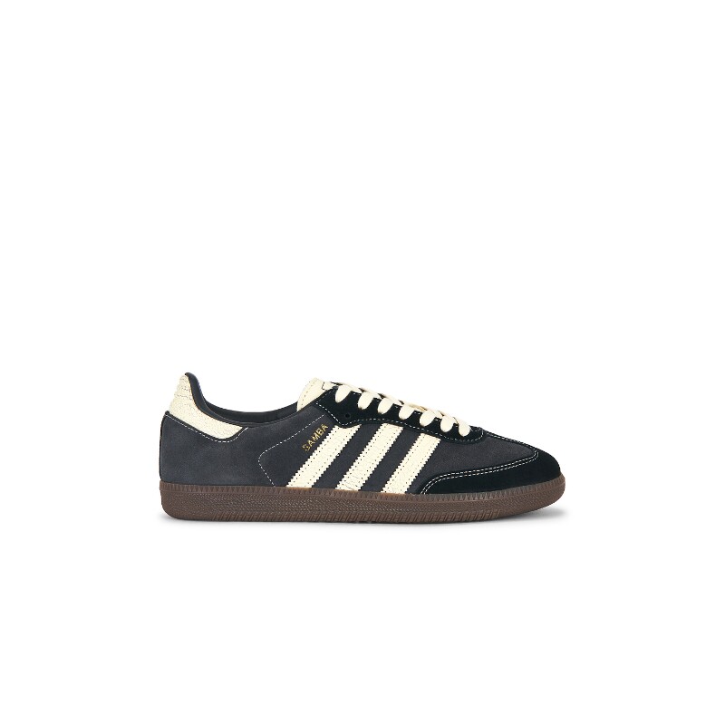adidas Originals黑色皮革运动鞋复古风早秋圆头休闲球鞋REVOLVE