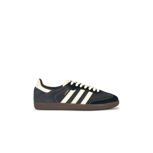 adidas Originals黑色皮革运动鞋复古风秋冬圆头休闲球鞋REVOLVE