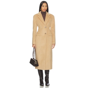 大衣棕黄色复古老钱风收腰外套REVOLVE小众新款 Line 长款 Dot