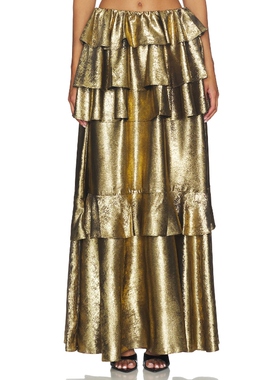 AKNVAS VILHELMINE 半身裙 金属金色REVOLVE小众新款