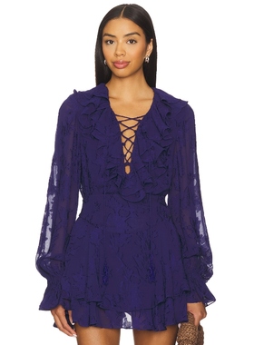 [冬季新品]HEMANT AND NANDITA TOP长袖上装蓝色y2k辣妹风REVOLVE