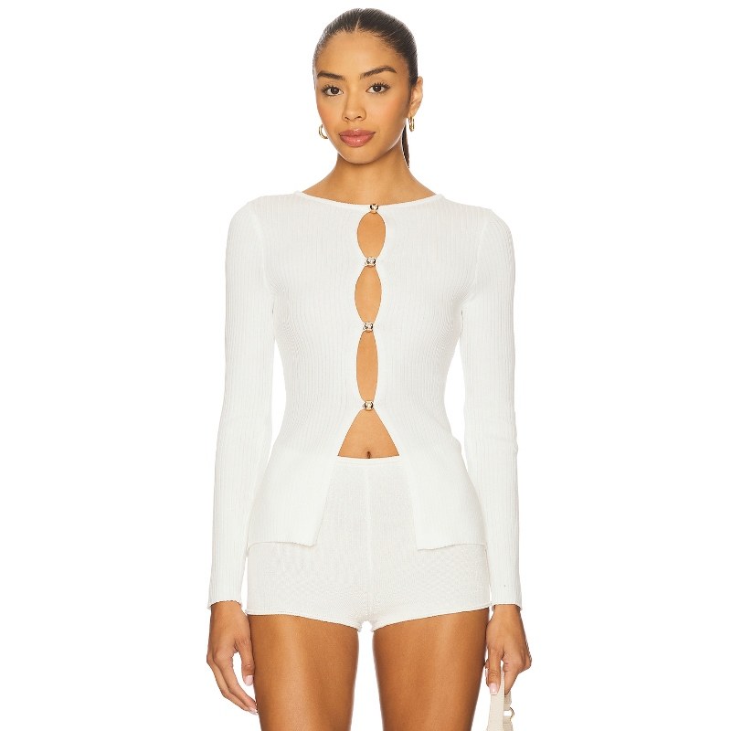 [冬季新品]Bardot长袖针织上衣前中开衩环扣设计修身型上冬季保暖,女装/女士精品,毛衣,淘宝优惠券,粉丝福利购,淘宝优惠卷