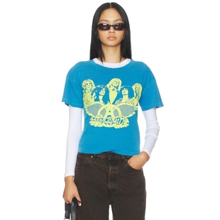 Madeworn AEROSMITH 图案T恤 蓝色 y2k辣妹风REVOLVE小众新款