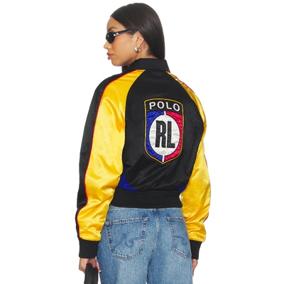 Polo Ralph Lauren 绸缎飞行员夹克 黑色 老钱风REVOLVE小众新款