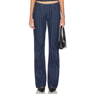 [冬季新品] LIONESS 复古丹宁竖条纹牛仔裤宽松直筒长裤REVOLVE