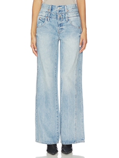 PISTOLA Caleb High Rise Stacked Wide Jeans revolve小众新款