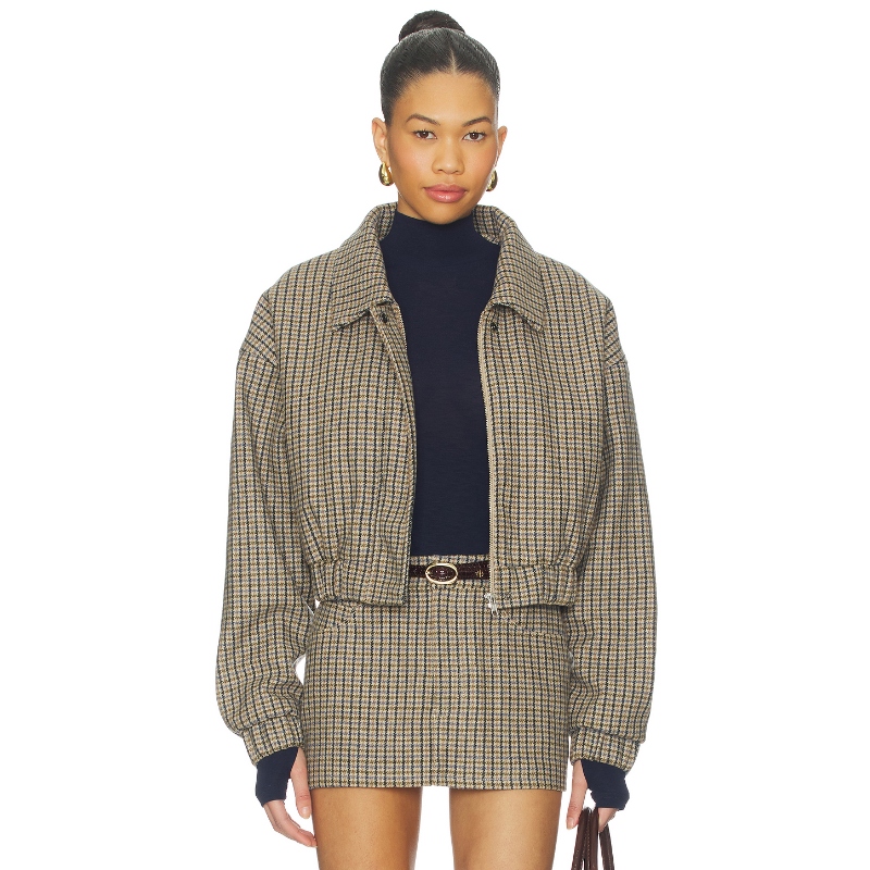 Nakedvice THE SELENE CHECK 夹克 棕黄色 美式休闲风REVOLVE小众