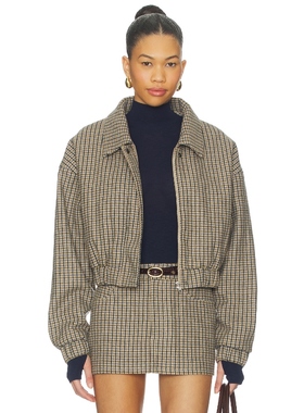 Nakedvice THE SELENE CHECK 夹克 棕黄色 美式休闲风REVOLVE小众