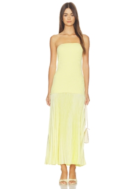 ASTR the Label浅黄连衣裙抹胸优雅风长裙REVOLVE