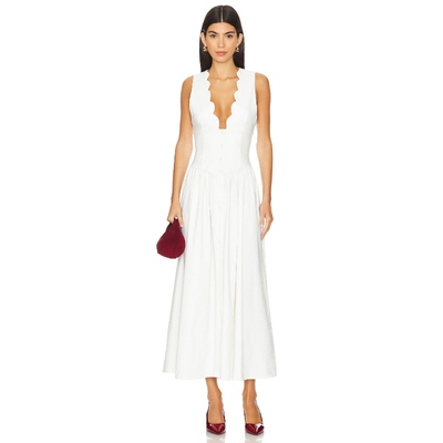 WeWoreWhat BUTTON FRONT SCALLOP 裙子 白色 y2k辣妹风 REVOLVE