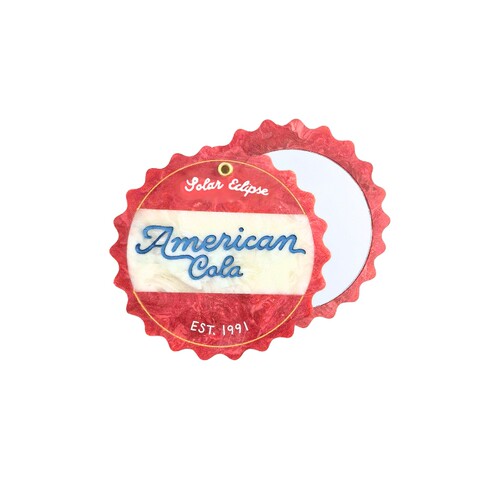 Solar Eclipse Hand-Painted American Cola Compact Mirror  rev