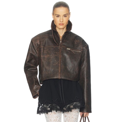 Helsa THE LEATHER OVERSIZED 夹克 棕色 静奢风revolve小众新款