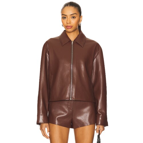 [秋冬新品]House of Harlow 1960 复古风棕色夹克皮衣外套REVOLVE