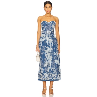 ELLIATT ANNELIESE 中长款连衣裙 蓝色丹宁风REVOLVE小众新款