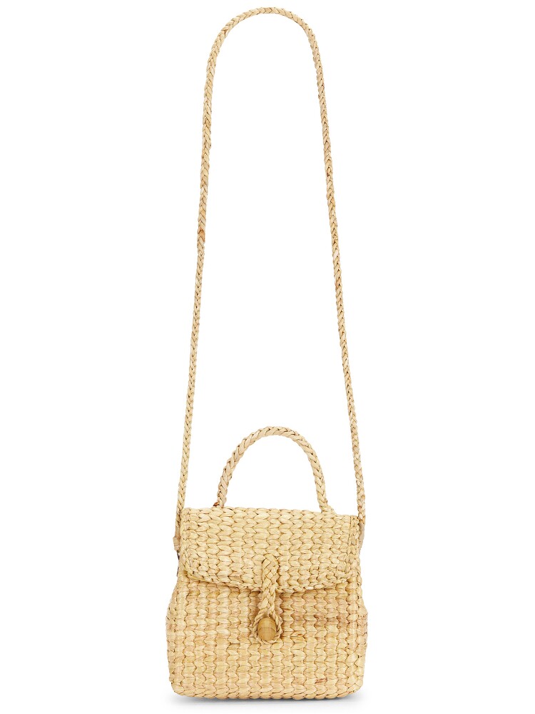 [春季新品]Hat&nbsp;Attack米白色单肩包翻盖编织双带复古包袋REVOLVE