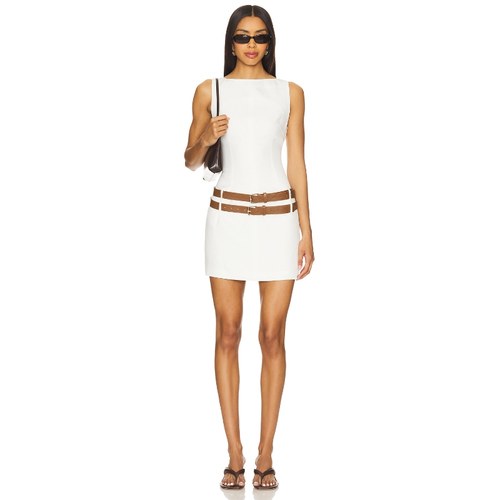 LIONESS白色连衣裙简约无袖裙子收腰修身裙REVOLVE