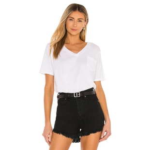 小众新款 Bobi 轻薄平针V领有袋T恤revolve时尚