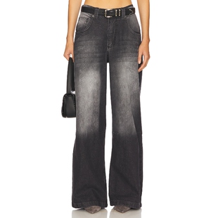 [春季新品]Jaded London COLOSSUS黑灰渐变阔腿牛仔裤辣妹REVOLVE