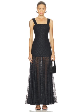 [春季新品]L'Academie ABRI暗黑纯欲风 黑蕾丝吊带长裙REVOLVE