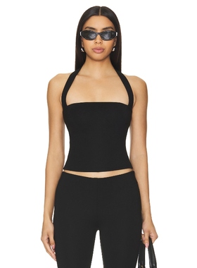 MAJORELLE ROYCE 黑色挂脖吊带上衣REVOLVE新款