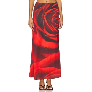 [春节穿搭]Tyler McGillivary CHARLIE长款半身裙红色REVOLVE新款