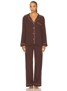 eberjey 睡衣套装棕色复古舒适长袖家居服两件套REVOLVE小众新款